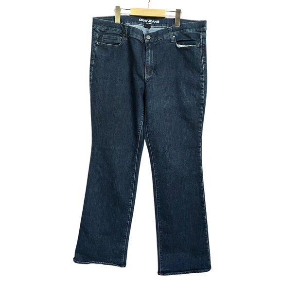 DKNY Jeans Soho Boot Dark Wash Mid-Rise Boot Cut Stretch Denim Jeans Size 16 - Picture 1 of 7